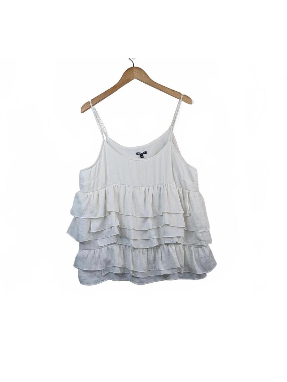 Who What Wear Cream Tiered Ruffle Tank Top XXL